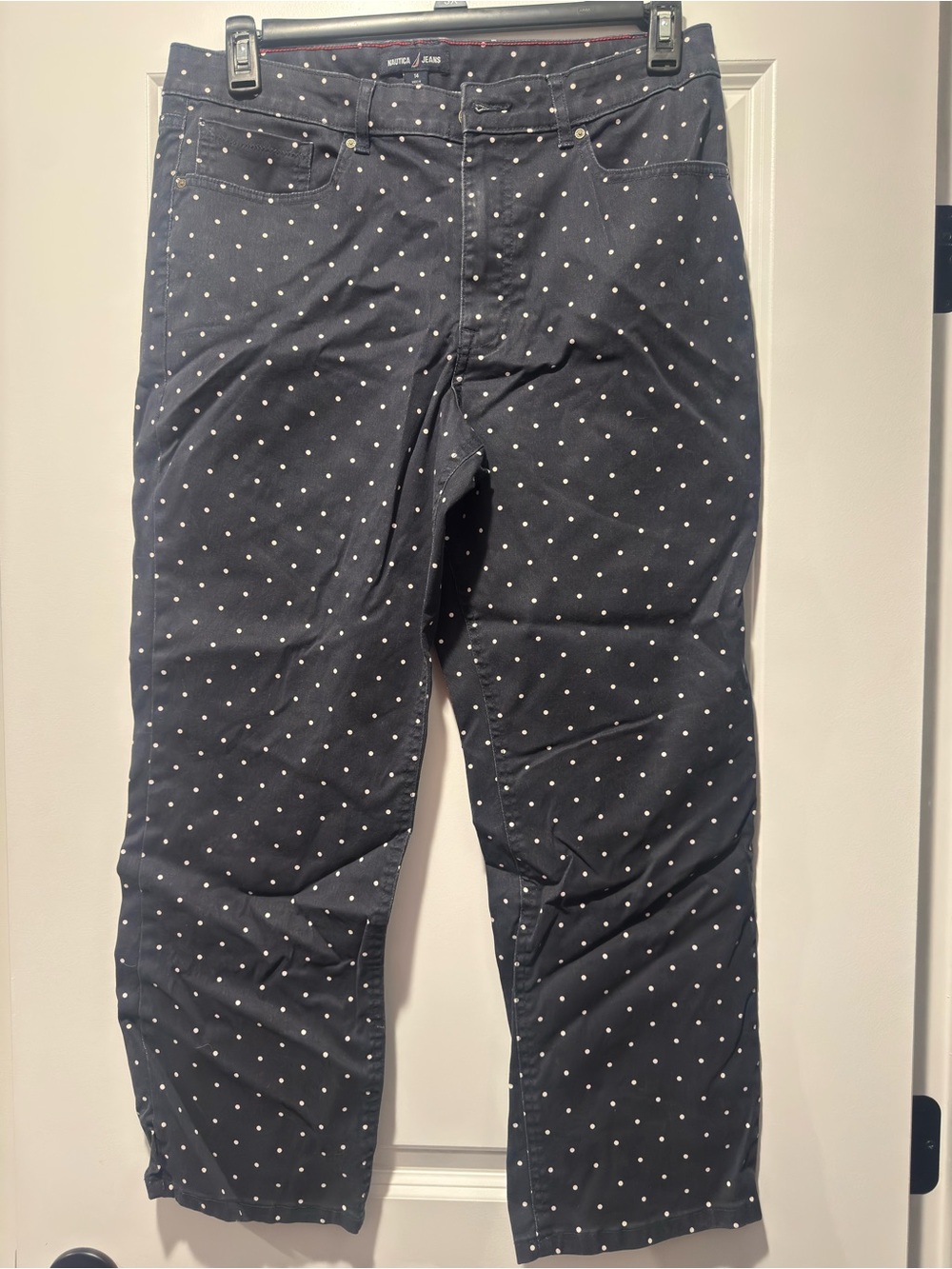 Nautica Navy Jeans with White Polka Dots